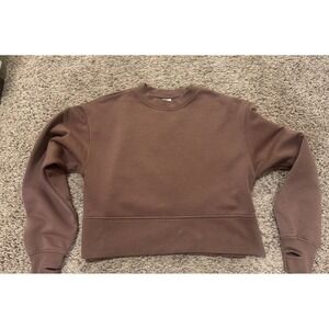 Relaxx Brown Crewneck Sweatshirt Small Thumb Hole Cuffs Athleisure